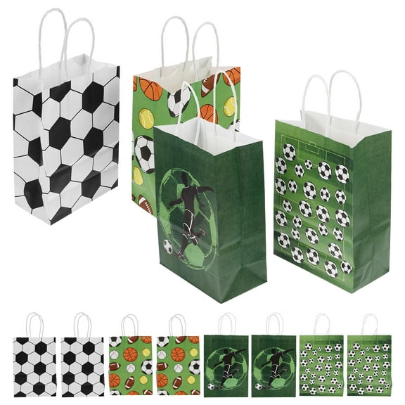 12pcs Gift Bags Reusable Soccer Theme Party Bags Paper Soccer Party Favor Bag Birthday Bags Sports Party Bags Soccer Snacks Bag