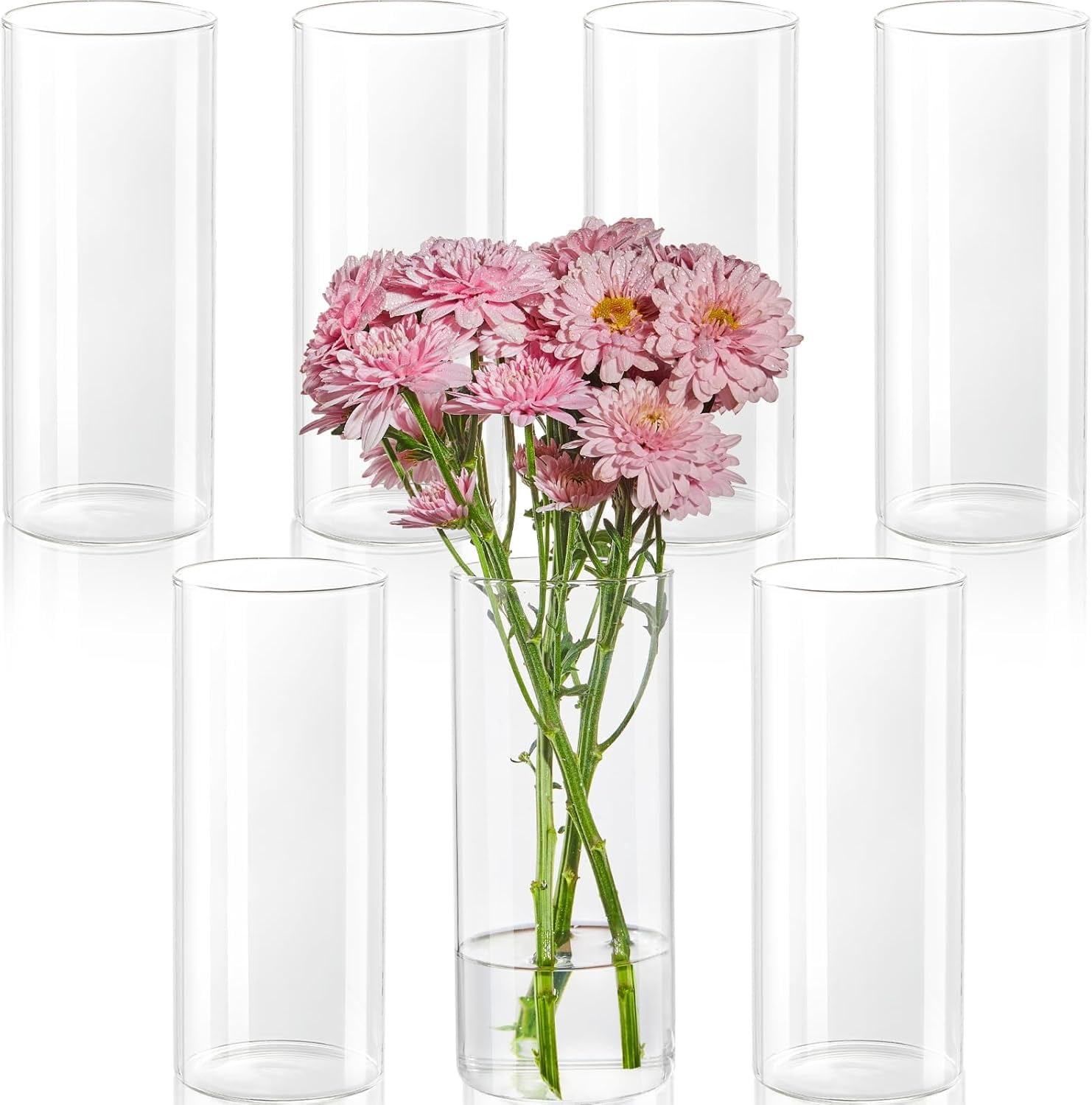 12pcs Glass Cylinder Vases for Centerpieces - 6 Inch Tall Flower Vase for  Wedding Decorations, Clear Glass Flower Vases Floating Candle Holder for  Table Centerpiece Wedding Home Décor - Walmart.com, image size:1482x1500