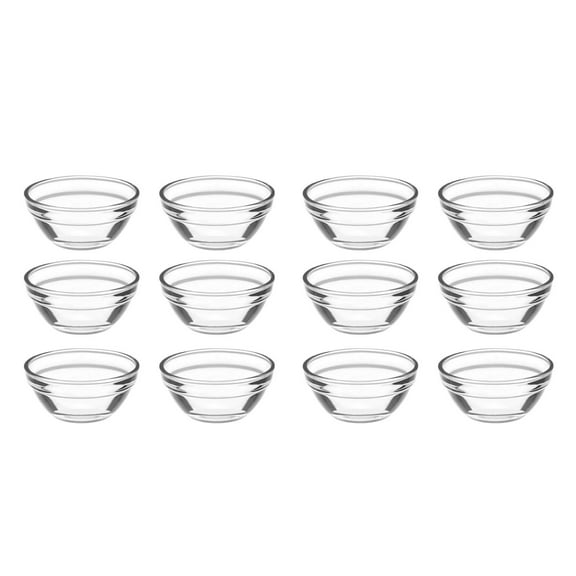 12pcs Glass Pudding Bowls Cups Small Clear Glass Cups Dessert Containers Kitchen Prep Bowls