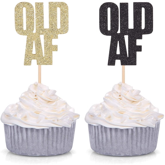 12pcs Glitter Old AF Cupcake Toppers Birthday Celebrating Party Decoration Picks