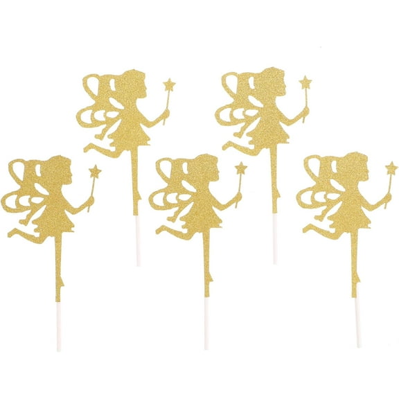 12pcs Gold Glitter Little Girl Cake Toppers Decorative Cupcake Picks for Birthday Parties and Themed Celebrations Environment-friendly Cake Decoration Accessories
