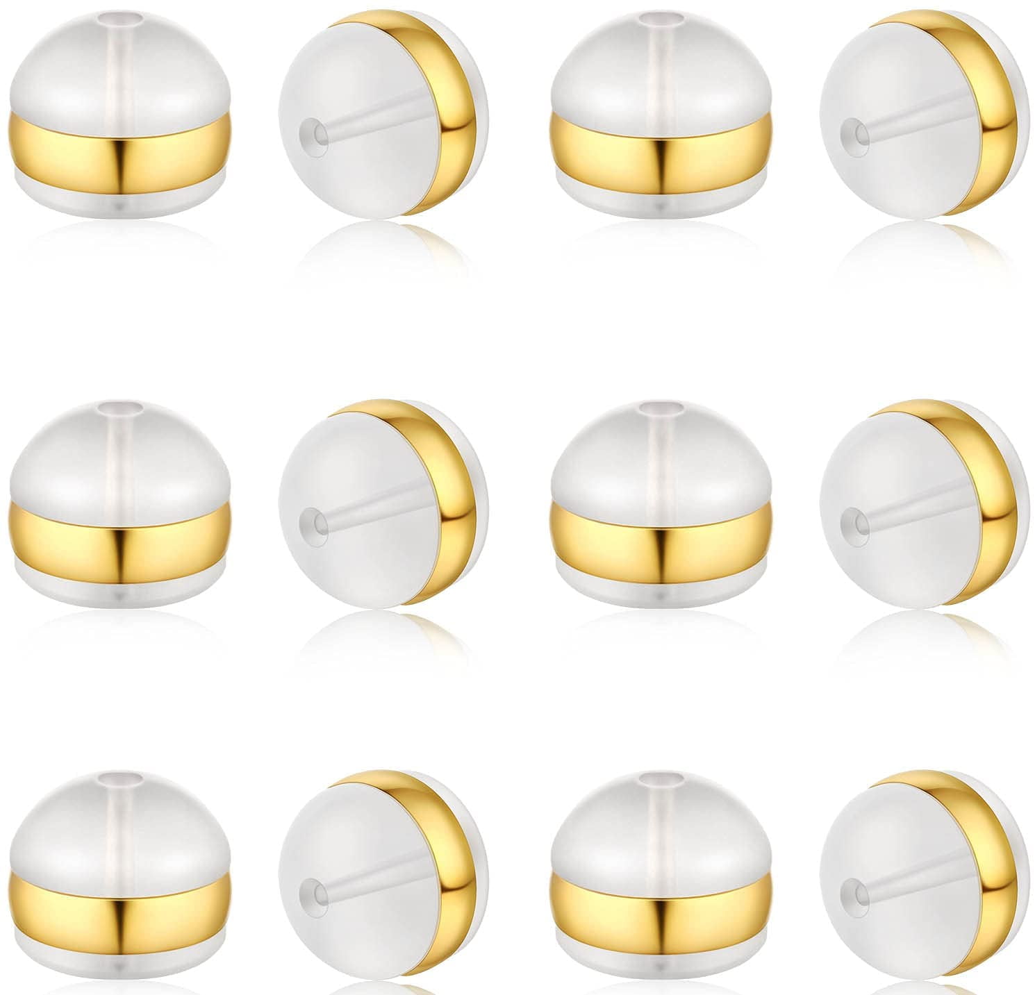 12pcs Gold Soft Silicone Earring Backs for Studs Gold Belt Rubber