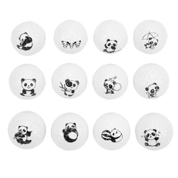 12pcs Golf Balls Golf Driving Range Practice Distance Balls with Cute Panda Pattern