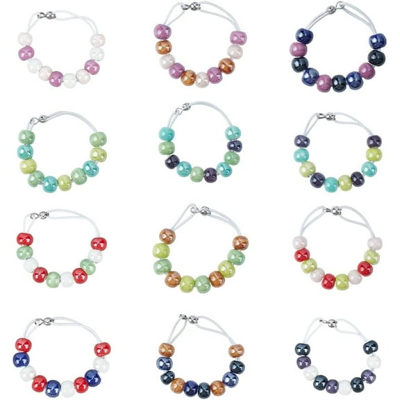 12pcs Golf Score Counter Beads Porcelain 12 Colors Golf Bead Count Stroke Score Counter Beads Elastic Bracelets to Count Strokes for Novice Elderly to Remember Scores Mixed Color