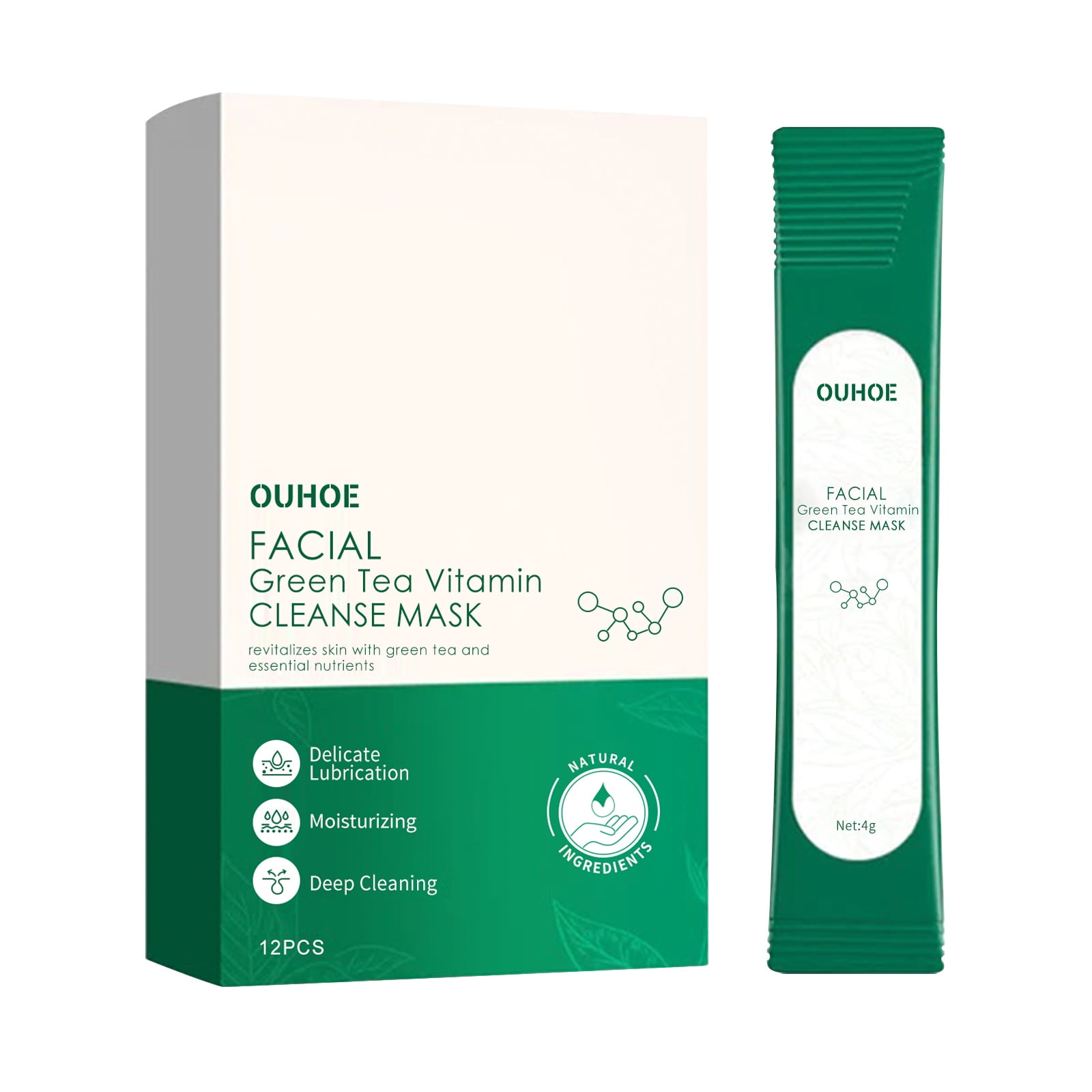 12pcs Green Tea Vitamin Cleansing Mask -- Facial Acne Removing Deep ...