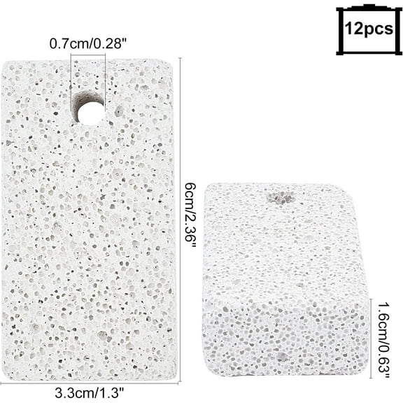 12pcs Grinding Stone Rectangle Light Grey 6x3.3x1.6cm Hole: 0.7cm