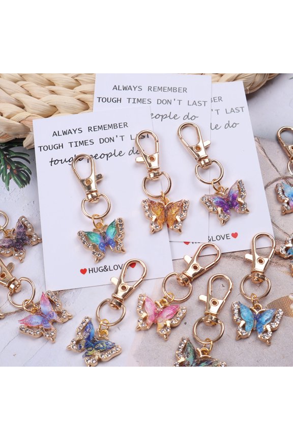 12pcs 'HUG&LOVE' Pocket Hug Tokens, Pocket Hug Cards. Inspirational Butterfly Keychain Set for Backpacks, Handbags, and Car Key Decor Accessories, Suitable for Men and Women
