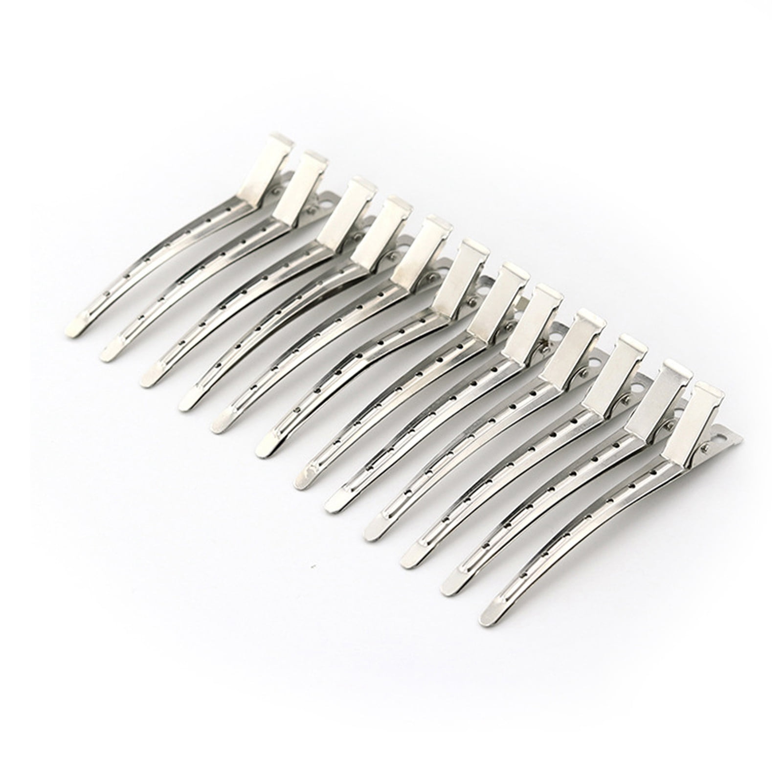 12pcs Hair Sectioning Clip Stainless Steel Round Tip Professional Tight Hair Styling Partition