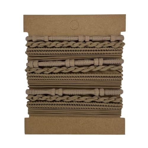 12pcs Hair Tie Bracelets, Boho Hair Ties, Hair Ties for Women, Elastic Hair Ties, Hair Bands for Ponytails (Light Brown)