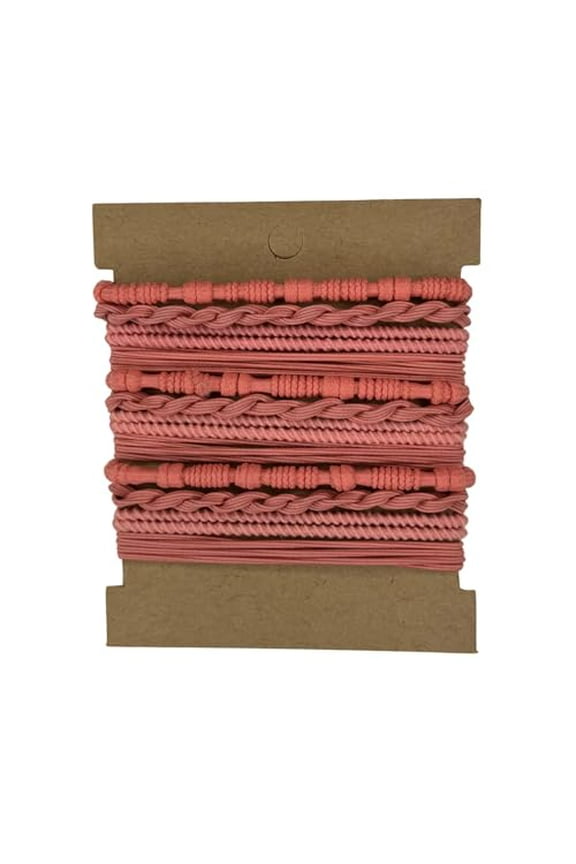 12pcs Hair Tie Bracelets, Boho Hair Ties, Hair Ties for Women, Elastic Hair Ties, Hair Bands for Ponytails (Pink)