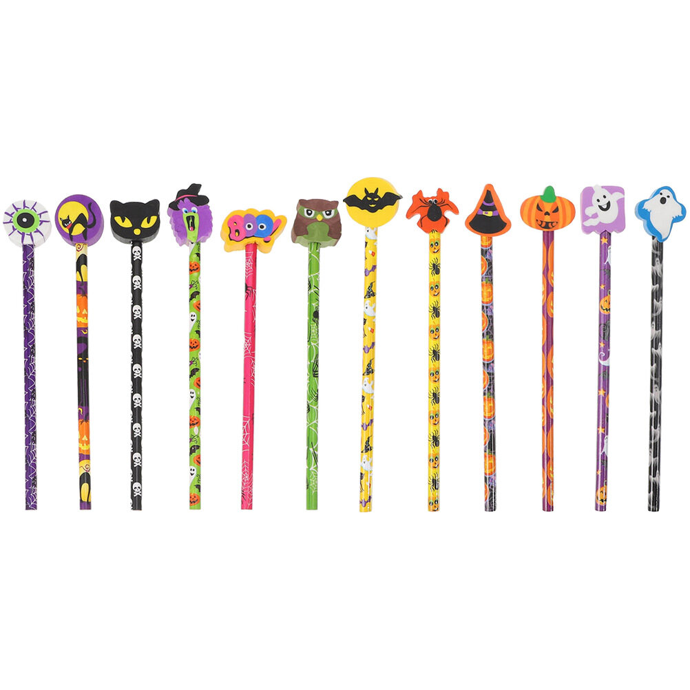 12pcs Halloween Themed Pencils Pencils For Painting Writing Multiuse