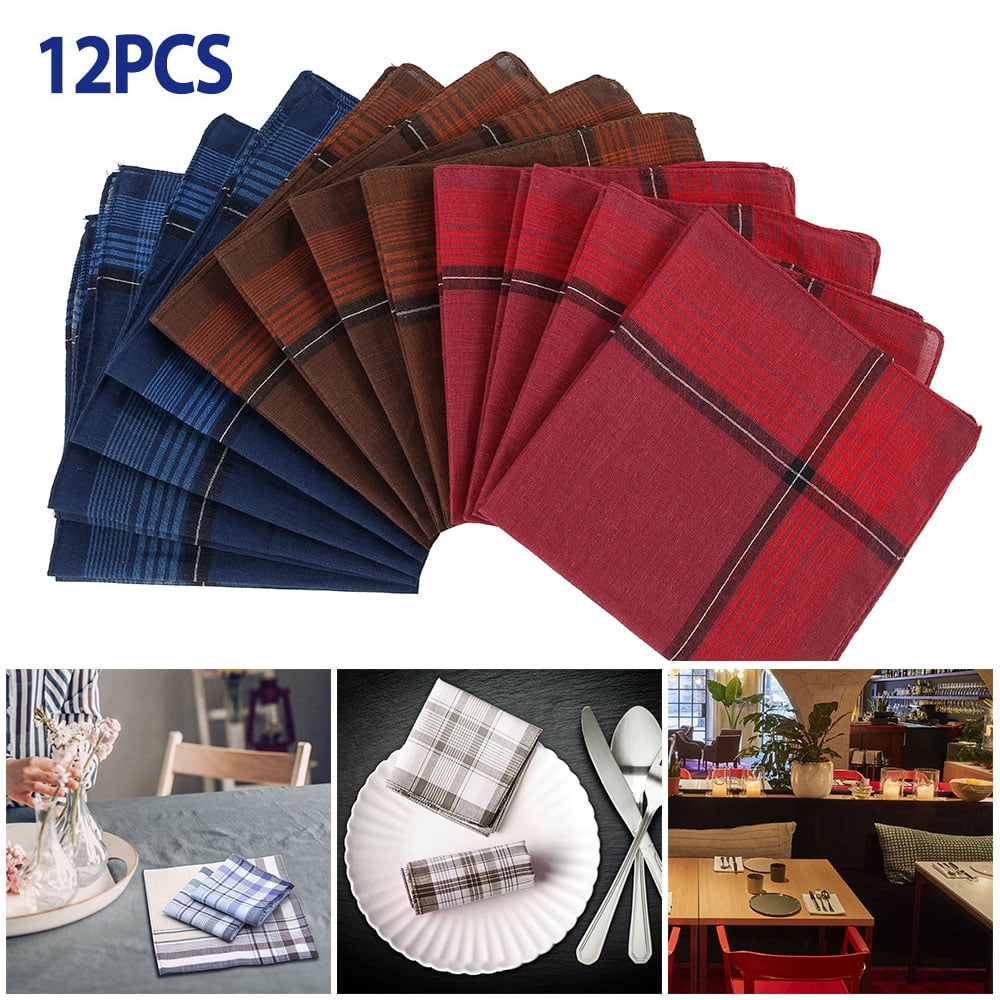 12pcs Handkerchiefs for Men,Willstar Soft 100 Cotton Pocket Square