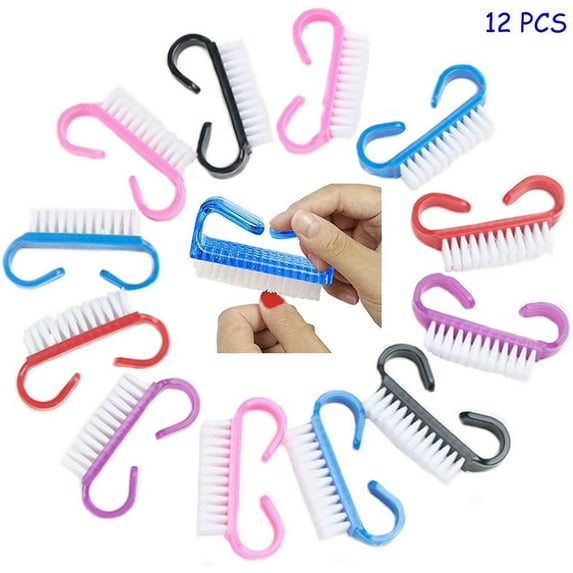 12pcs Handle Nail Brush Hand Nail Scrubbing Cleaning Brushes for Cleaning Nails, Assorted Color