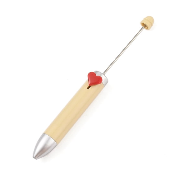 12pcs Heart Plastic Ball-Point Pen Iron Pole Beadable Pen for Personalized Pen with Jewelry Beads Cornsilk 156x14.5mm Pin: 2mm