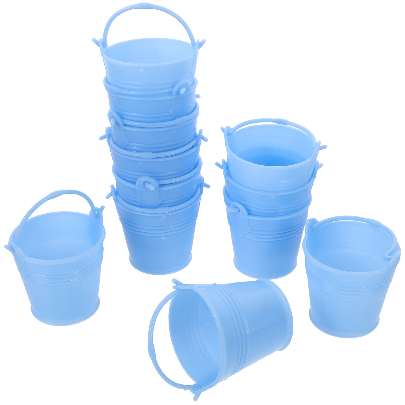12pcs Holiday Favor Gift Bucket Multiuse Mini Plastic Buckets Candy Chocolate Gift Handle