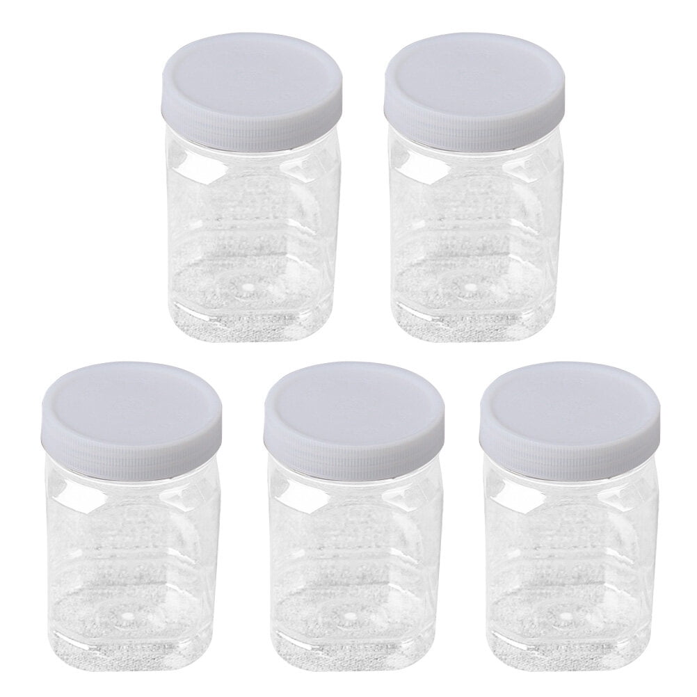 12pcs Home Plastic Jars Storage Containers with Ribbed Liner Screw On