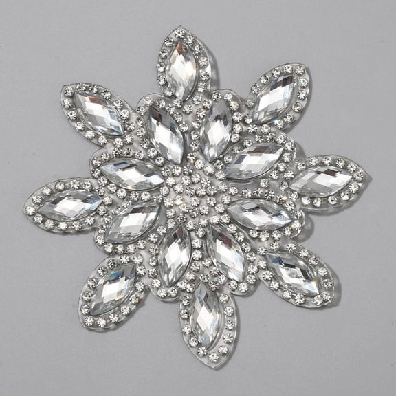 12pcs Hotfix Rhinestones Iron on Transfer Resin Rhinestone Appliques(Hot Melt Adhesive on the Back) Snowflake 77x3mm