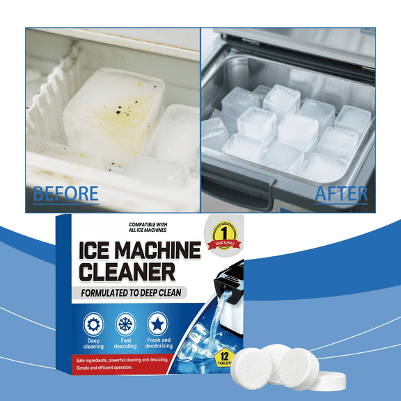 12pcs,Ice Machine Cleaner Maker Safe Descaler, Clean Tablets Suitable for Frigida, Opal, GE Profile, Nickel Safe Scale Remover for Nugget Ice Makers