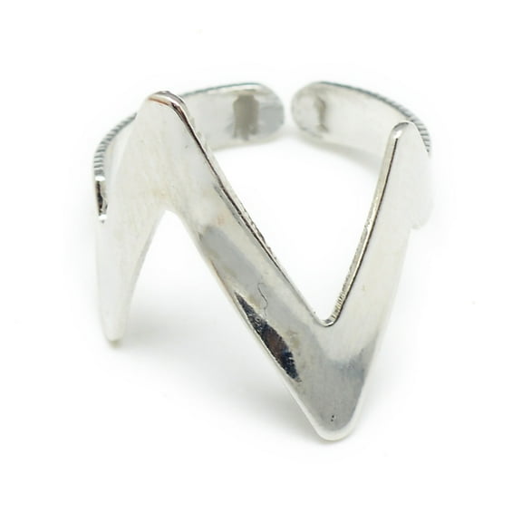 12pcs Initial Letter N Open Ring Iron Cuff Ring for Women Stainless Steel color Size 4 1/4(15mm)