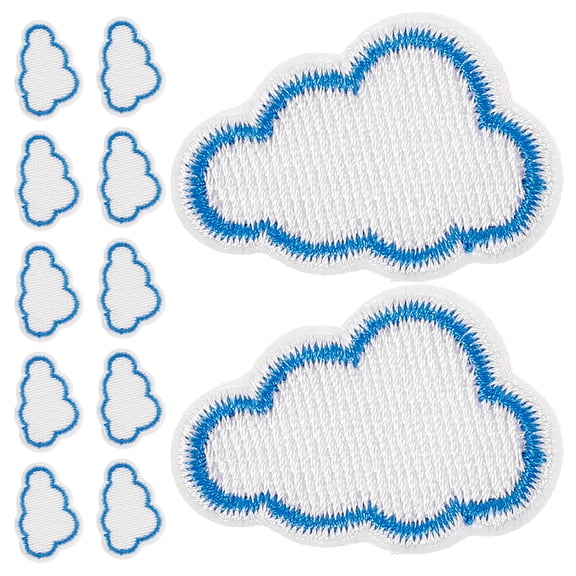 12pcs Iron-On Cloud Shape Embroidery Patches Appliques Cartoon Patch for Jeans Jackets Backpacks Hats Clothing Decoration