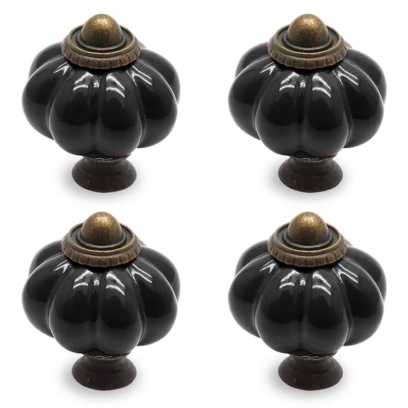 12pcs Ivory Pumpkin Knobs, Vintage Ceramic Cabinet Knobs, Dresser Drawer Door Knobs Drawer Pulls Dresser Handles with Mounting Screws - Leaf Pattern