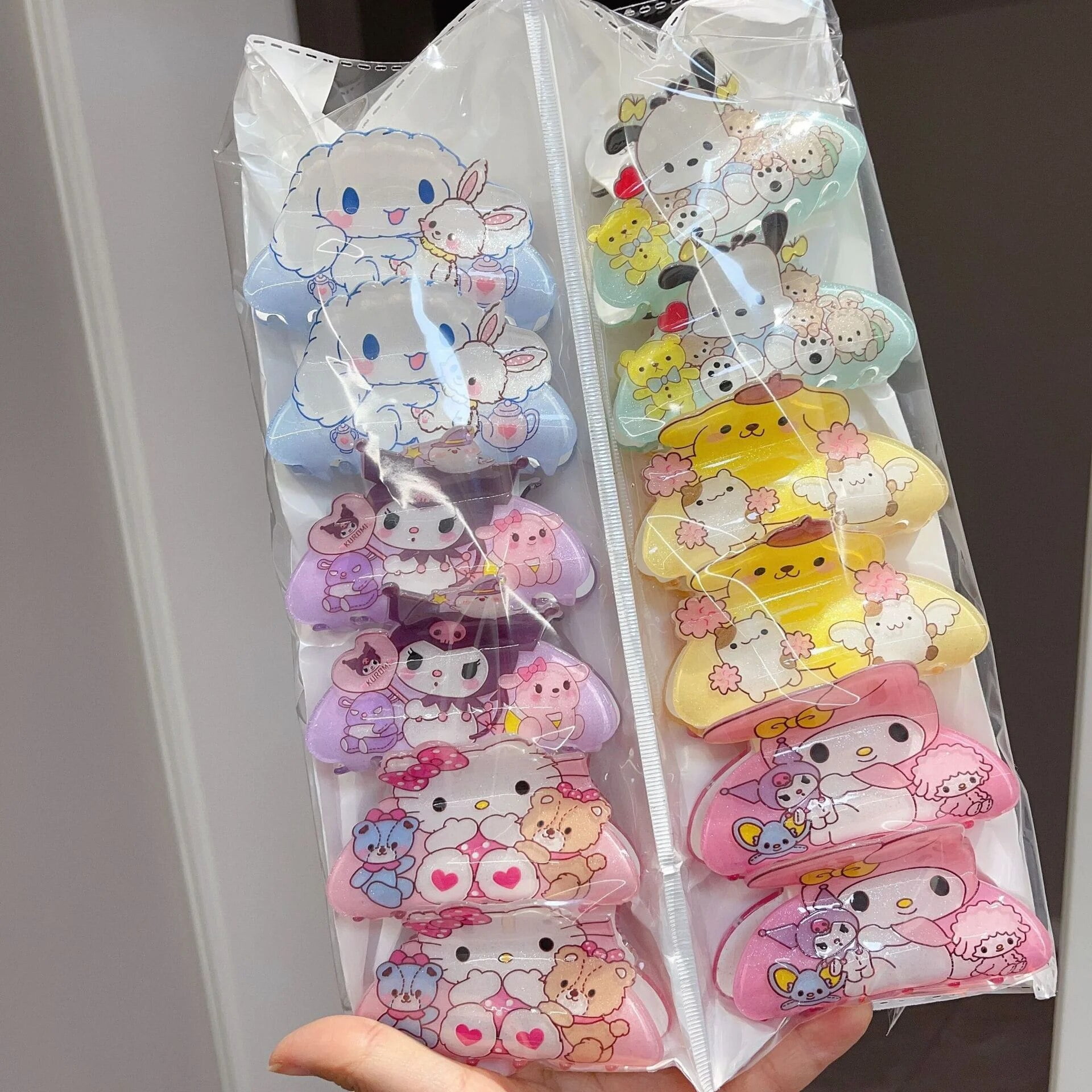 12pcs Kawaii Cartoon Acrylic Hair Claw Clips Sanrio Cinnamoroll My