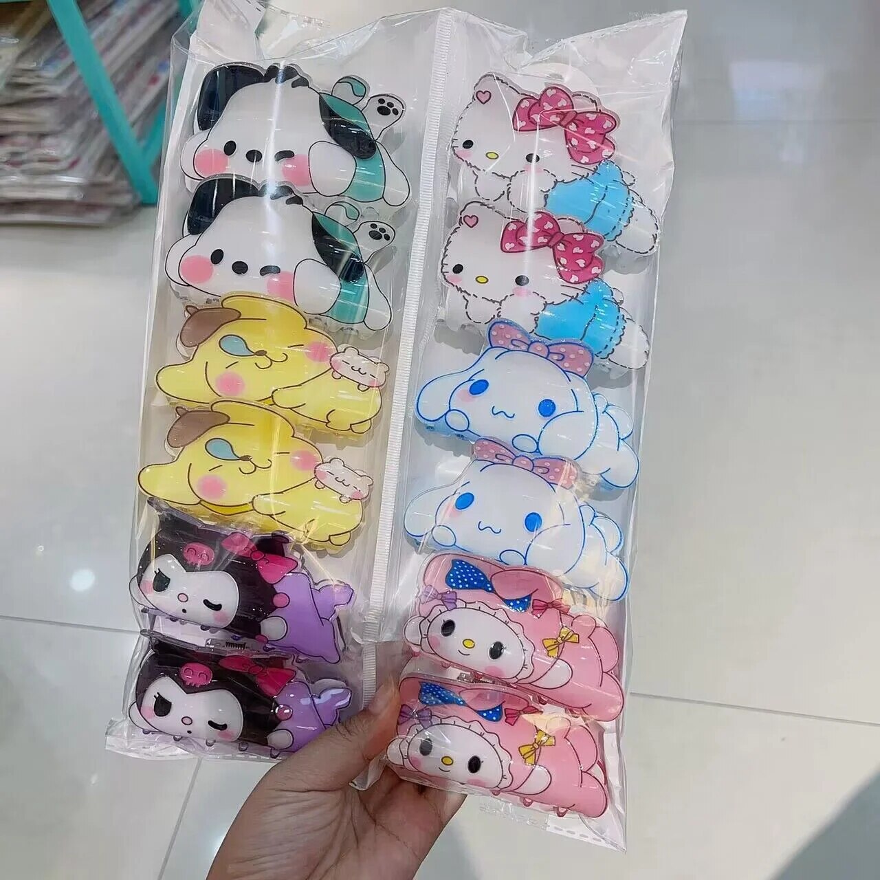 12pcs Kawaii Cartoon Acrylic Hair Claw Clips Sanrio Cinnamoroll My