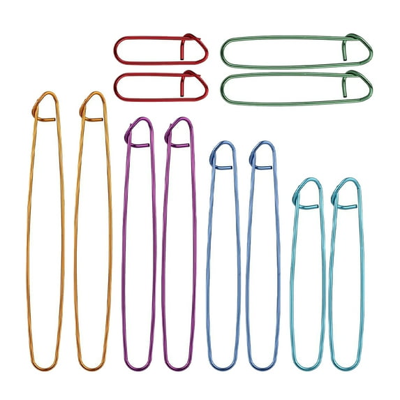 12pcs Knitting Stitch Holder Needles Aluminum Alloy Yarn Stitch Holder Set Colorful Crochet Notions Knitting Needle Stitch Holders Safety Pins Embroidery Sewing Quilting Supplies