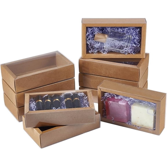 12pcs Kraft Paper Drawer Box 6.8x4x1.6inch Rectangle Homemade Soap Box with Blank Tags Small Cardboard Present Packaging Boxes for Weeding Present Party Jewelry Crafts