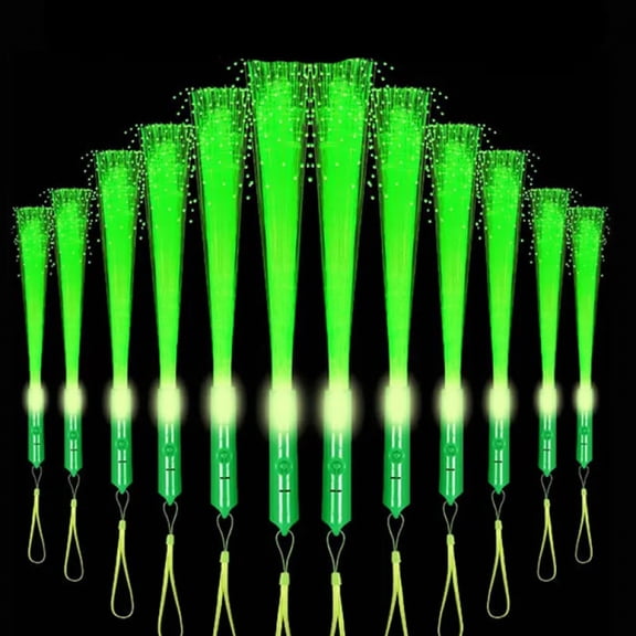 12pcs LED Fiber Optic Stick Fiber Optic Wands Bulk LED Light Up Sticks Flashing Glow Wands with 3 Light Modes Party Favors