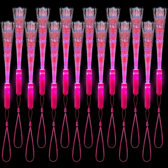 12pcs LED Fiber Optic Stick Fiber Optic Wands Bulk LED Light Up Sticks Flashing Glow Wands with 3 Light Modes Party Favors