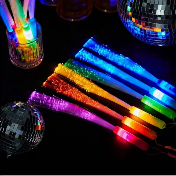 12pcs LED Glow Fiber Optic Wands Light Up Fiber Wands with 3 Flashing Modes LED Flashing Sticks Wedding Birthday Carnival Party (Mixed color,12pcs)