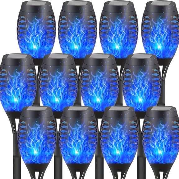 12pcs LED Solar Torch, with Flickering Flame, Outdoor Solar Torch Column Light, Auto On/Off Solar Garden Light DecorationIP54