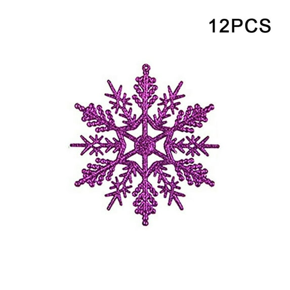 12pcs Large Snowflakes Ornaments 4” Big Plastic Glitter Snowflake for Winter Indoor Outdoor Christmas Tree Window Room Decorations Craft Snowflakes