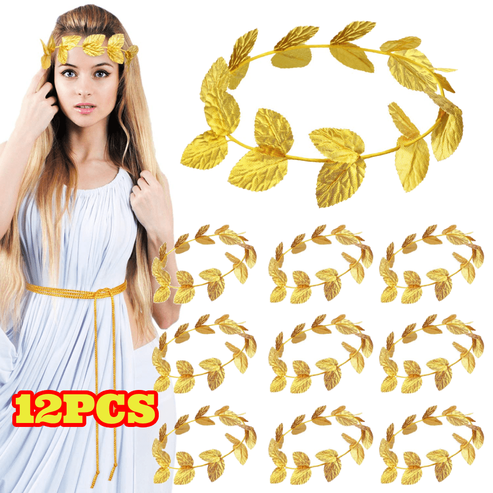 12 Pcs Gold Laurel Crowns Women Greek Goddess Headpiece for Parties Amazon.com : Hoypeyfiy Laurel Crown 12Pcs Headpiece Gold  main image 2