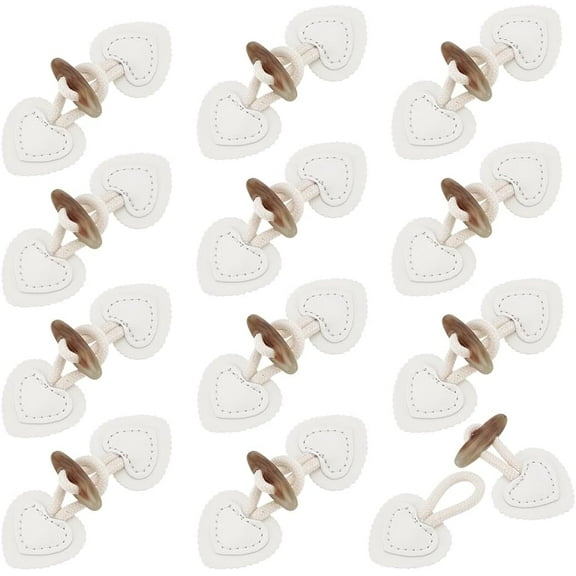 12pcs Leather Horn Toggle Buttons Sew-on Toggles Closure with Resin Horn Button White Sewing Buttons Vintage Coats Button for Sweater Clothing Windbreaker Jacket Craft Sewing Accessories