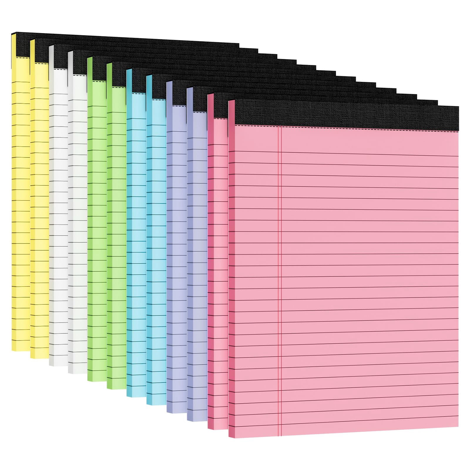 12pcs Legal Pads 8.5 X 11  Notepads 8.5 11 Inch Color Note Clear Print Writing Of Paper Memo Perforate Wide Ruled Lined With Sturdy 30 Sheets/pack