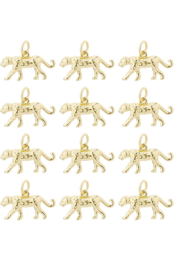 12pcs Leopard Charms 18K Gold Plated DIY Jewelry Making Charm Set