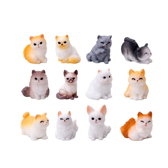 12pcs Life Like Resin Kitten Figurine Doll House Decoration Landscape Accessory Cats Model For Miniature Scene Building