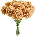 thumbnail image 1 of 12pcs Light Brown Fake Flowers 12" Artificial Chrysanthemum Ball Silk Flowers Bouquet for Home Kitchen Wedding Table Arrangement Decorations, 1 of 9
