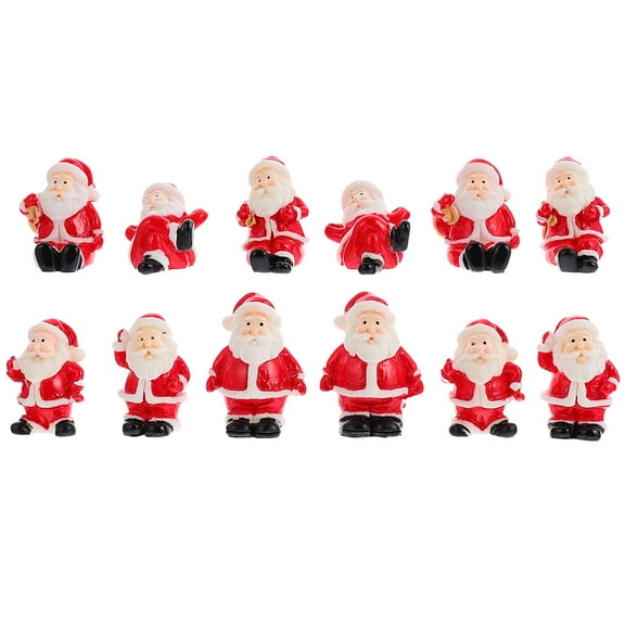 12pcs Lovely Santa Claus Statue Ornament Christmas Decorative Micro Landscape