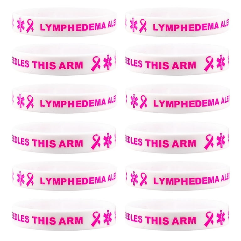 12pcs Lymphedema Alert Bracelet Breast Cancer Pink Ribbon no bp no