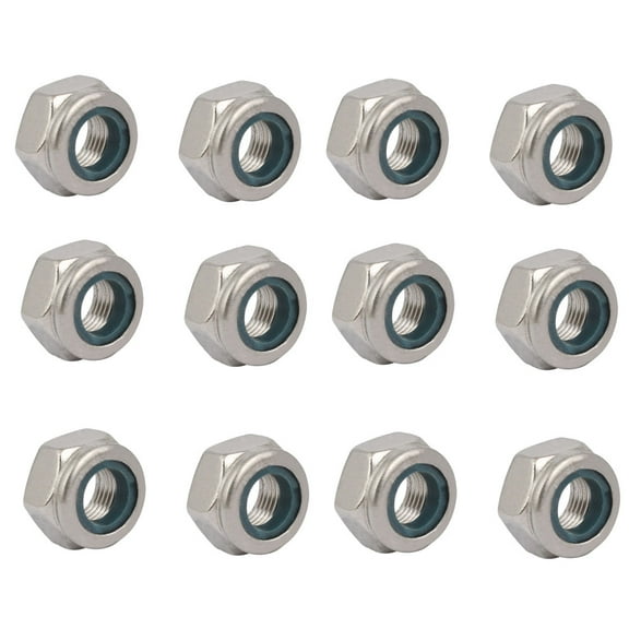 12pcs M10 x 1mm Pitch Metric Fine Thread 304 Stainless Steel Hex Lock Nuts