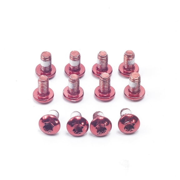 12pcs M5x9mm Disc Brake Bolts for, Stainless Steel T25 Screws with Anti-Loose Glue, PVD Coated Bike Fasteners(Red)