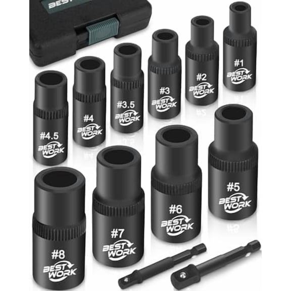 12pcs Magnetic Tap Socket Set, 1/4", 3/8" Square Drive Tap Handle Tool$$
