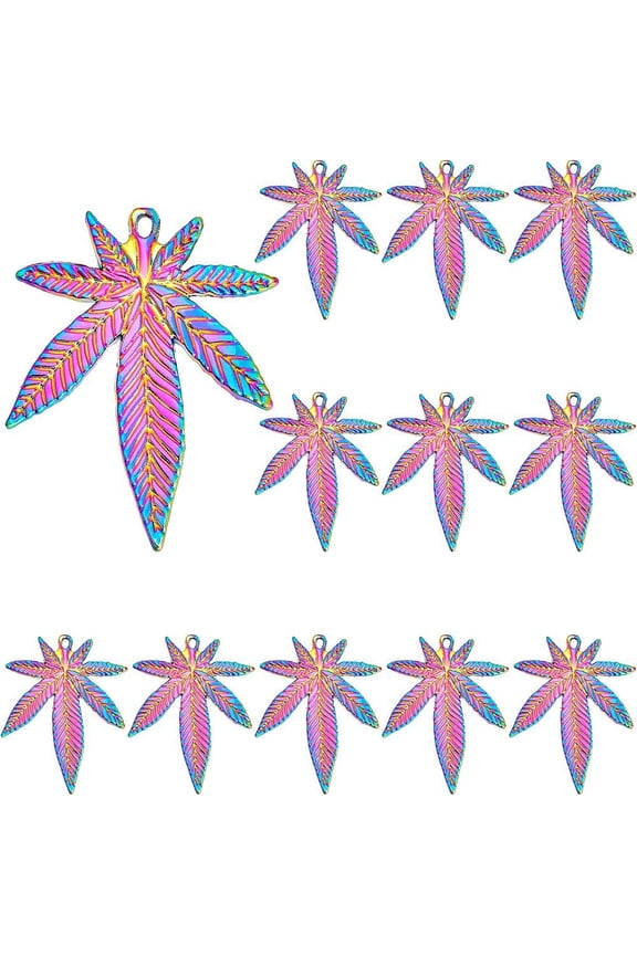 12pcs Maple Leaf Pendants Multi-color Tree Leaves Charms Pendants Alloy Enamel Pendants 39x33mm Fall Pendants for Earring Jewelry Making Dangle Earrings DIY Hole: 1.4mm