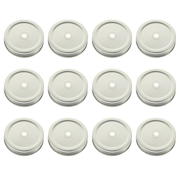 12pcs Mason Jar Lids with Straw Hole Metal Wide Mouth Canning Caps