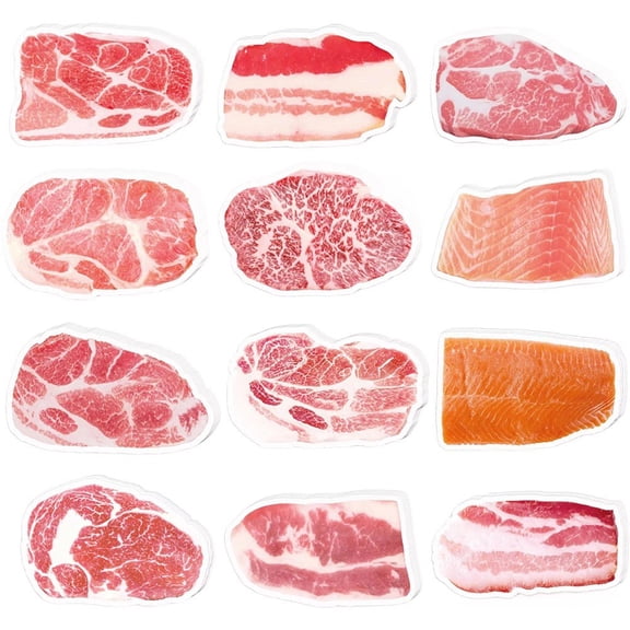 12pcs Meat Sticky Notes,Self-Stick Streaky Pork Notes Pads,Refrigerator Memo Pads For Gifts Supplies