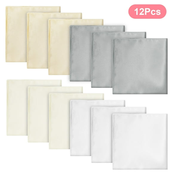 12pcs Men's Handkerchiefs, EEEkit Soft Satin Hankies, Classic Pocket Square for Business, 12''x12''