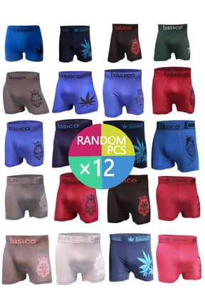 12pcs Men's Stretch Boxer Shorts - Daily Casual Randomly Printed Underwear Set